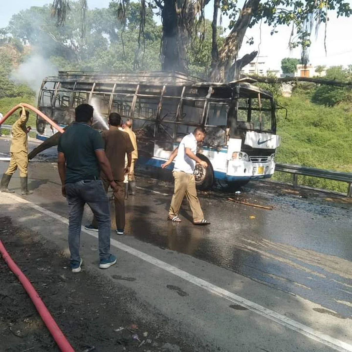 Four killed, 20 injured after bus carrying pilgrims catches fire in Jammu