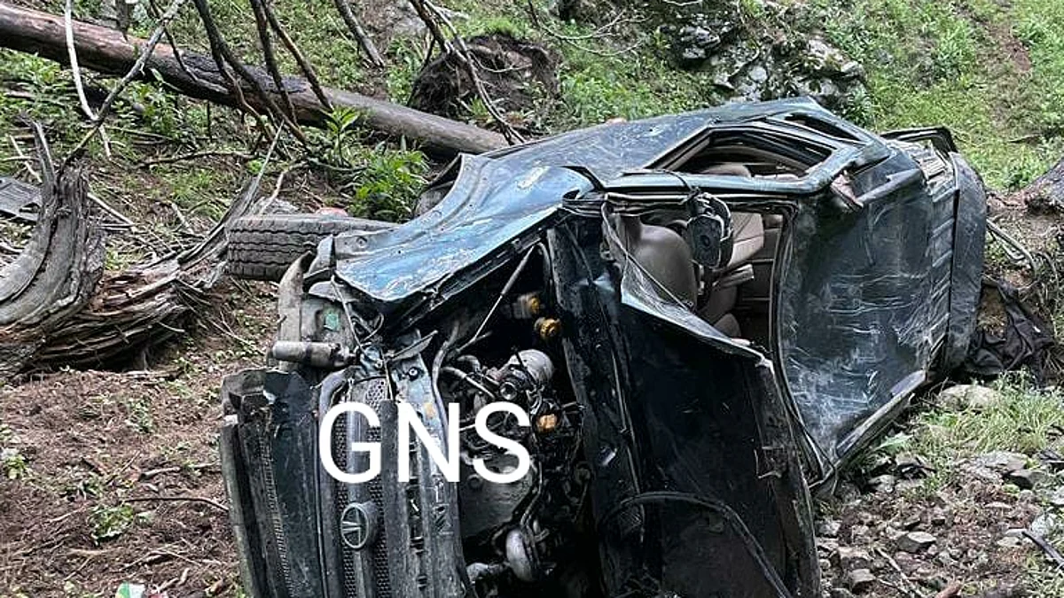 A man was killed and three others were injured after the car they were travelling in skidded off the road and fell into a roadside gorge in north Kashmir's Baramulla district on Wednesday.