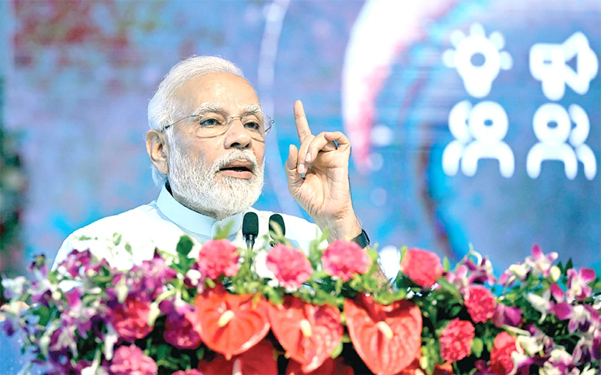 Prime Minister Narendra Modi addressing at the inauguration of the headquarters
of Indian National Space Promotion and Authorisation Centre