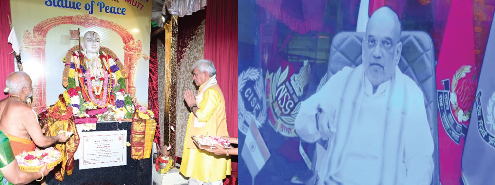 In his address, the Union Home Minister said that it gives me great pleasure to unveil the peace statue of Swami Ramanujacharya made of marble in Kashmir today.