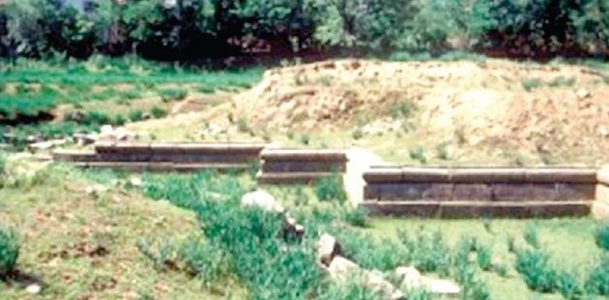 Ushkar Baramullah: Remains of a Buddhist monastery where terracotta heads and pottery were found.