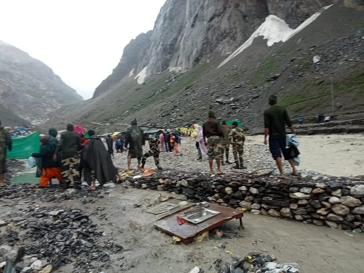 At least 10 yatris died while more than three dozen are missing after a cloudburst hit Baltal area, which houses a base camp for the ongoing Amarnath pilgrimage, in central Kashmir's Ganderbal district on Friday.