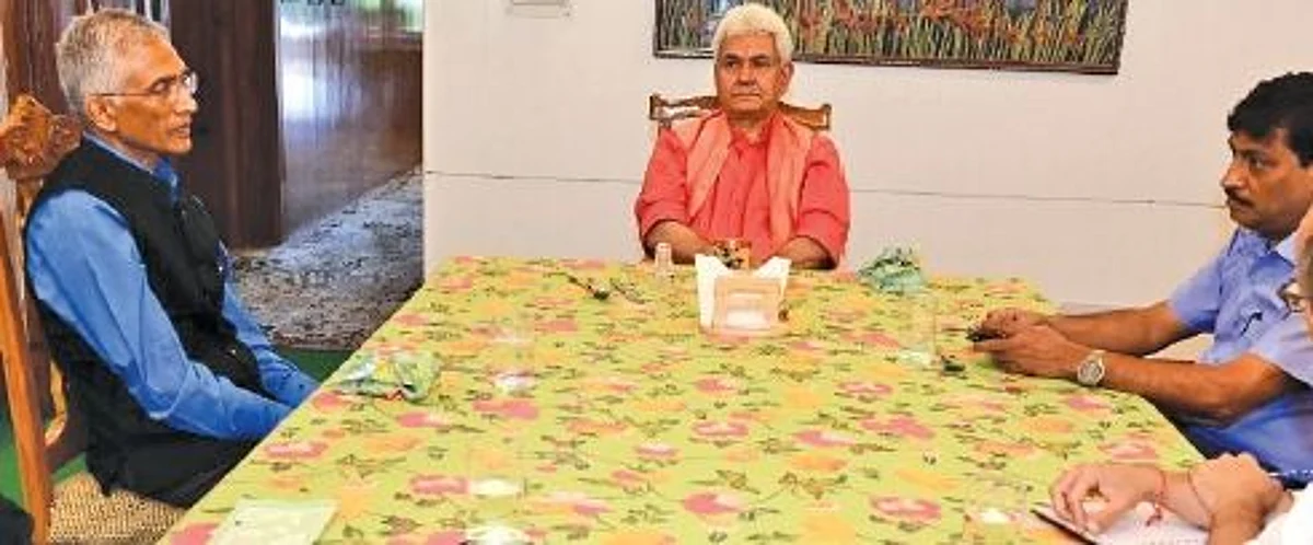 An official spokesman in a statement issued here said that during the meeting, Iyer and LG Sinha discussed a range of issues dealing with the development of J&K.