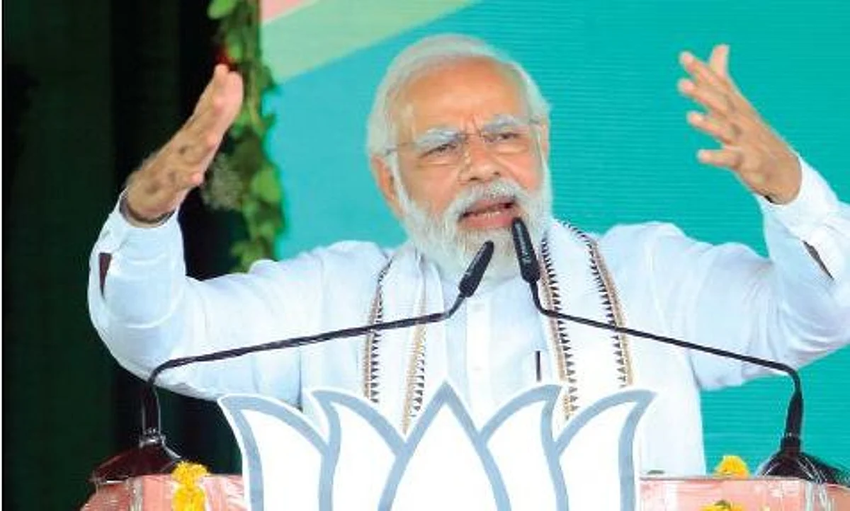 Prime Minister Narendra Modi speaks at the inauguration of the Deoghar Airport
and other development projects in Deoghar on Tuesday