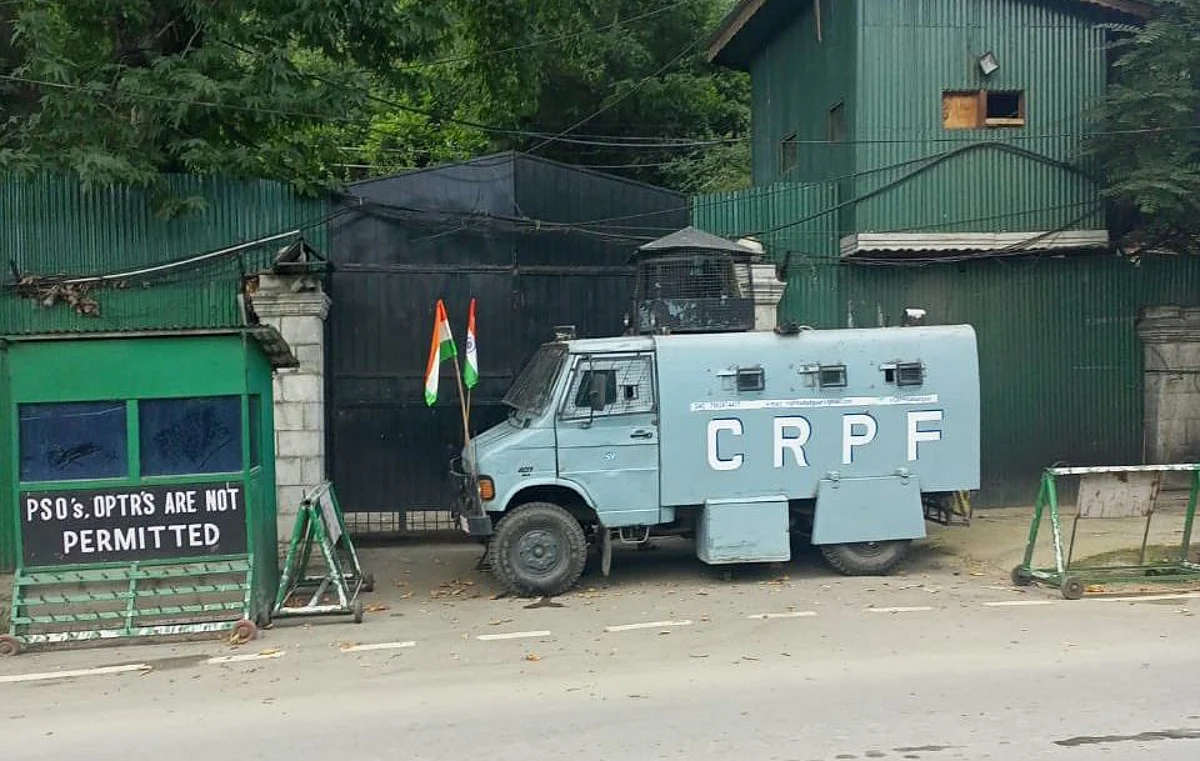 Taking to Twitter, Mufti posted pictures of the locked gates of her residence in Gupkar area here and a CRPF vehicle parked outside.