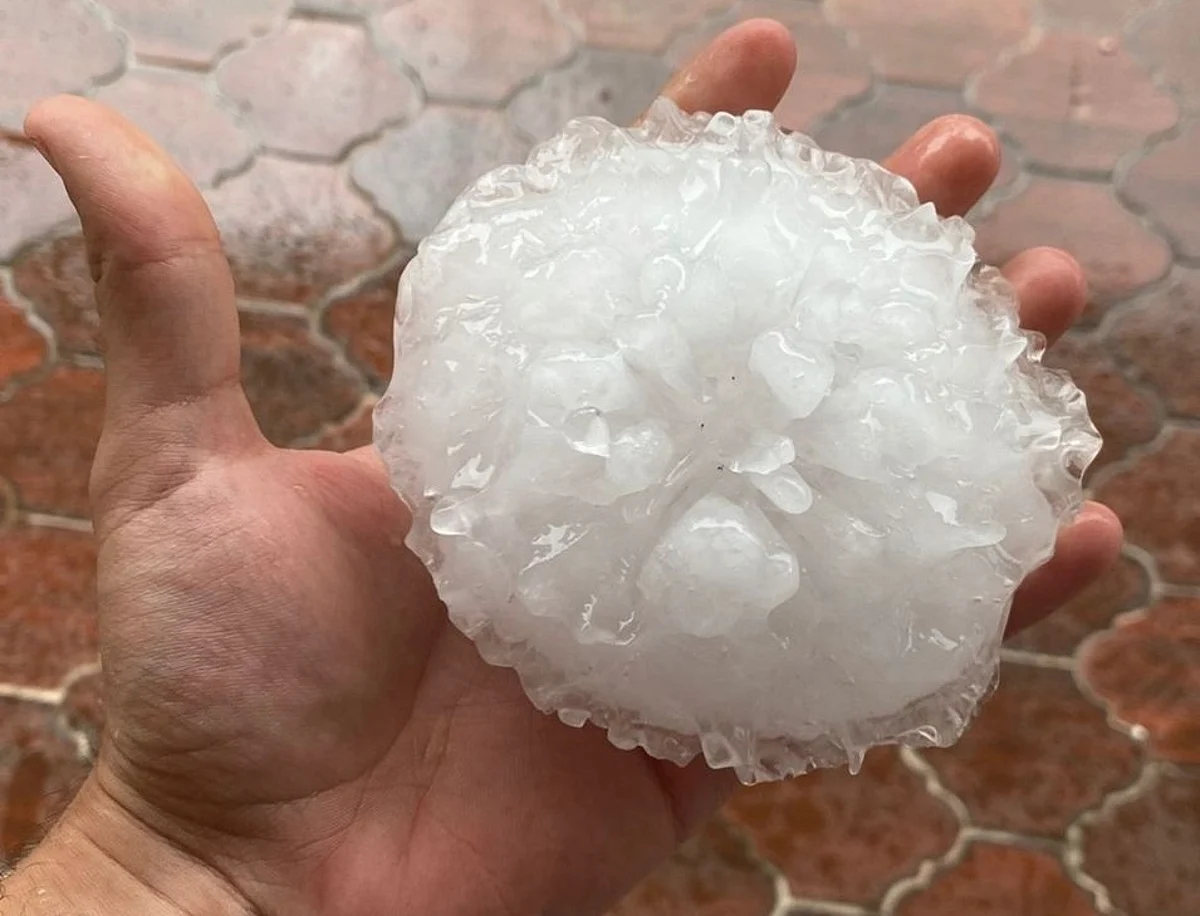 Some of the hailstones measured up to 11 centimetres (4 inches) in diameter