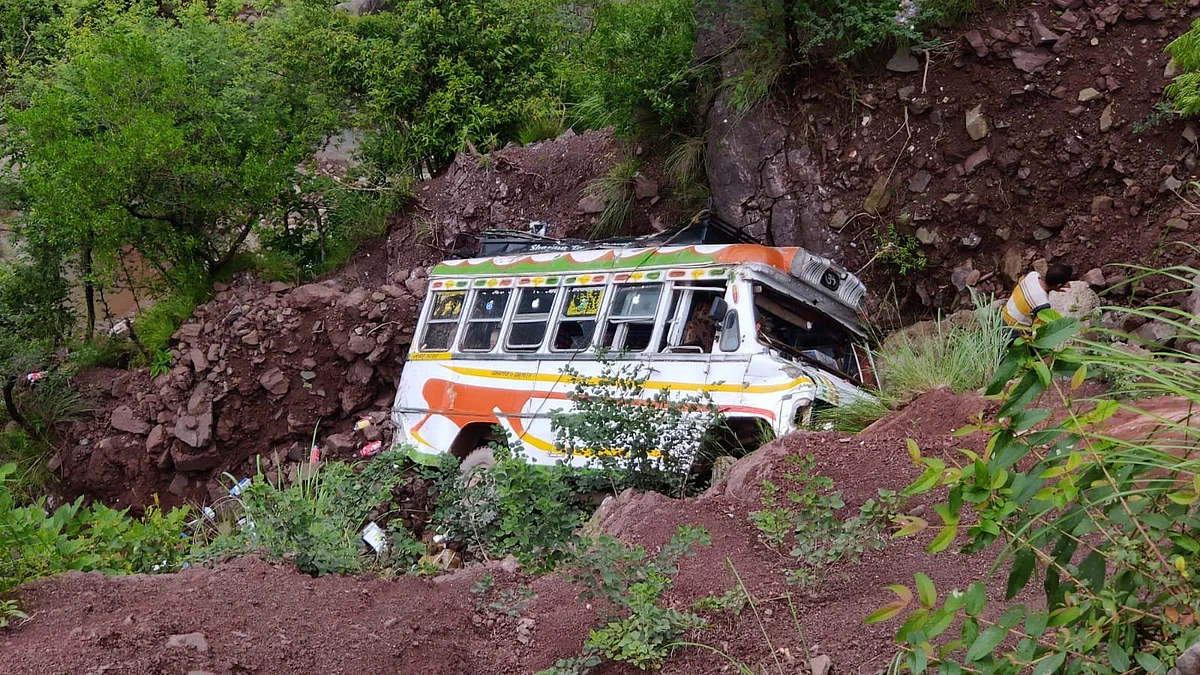 At least eight students were injured after a mini bus in which they were travelling skidded off the road and fell into a gorge near Massora in J&K's Udhampur district on Saturday, Aug 6, 2022.