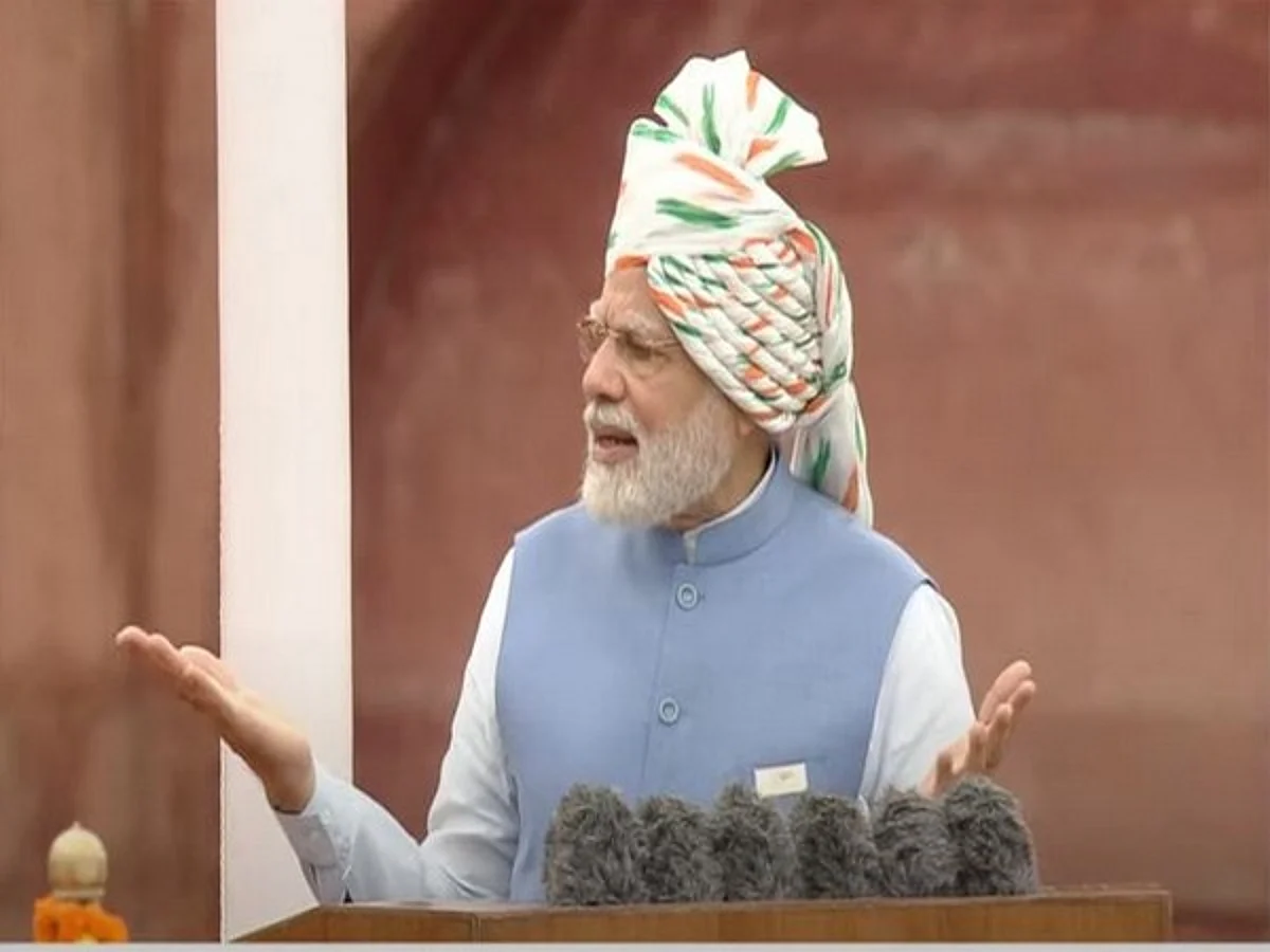 PM Narendra Modi during Independence Day address at Red Fort Delhi on Monday August 15, 2022.