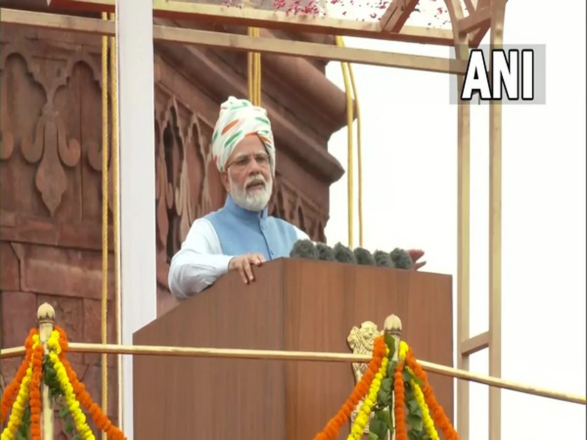 PM Narendra Modi during Independence Day address at Red Fort Delhi on Monday August 15, 2022.