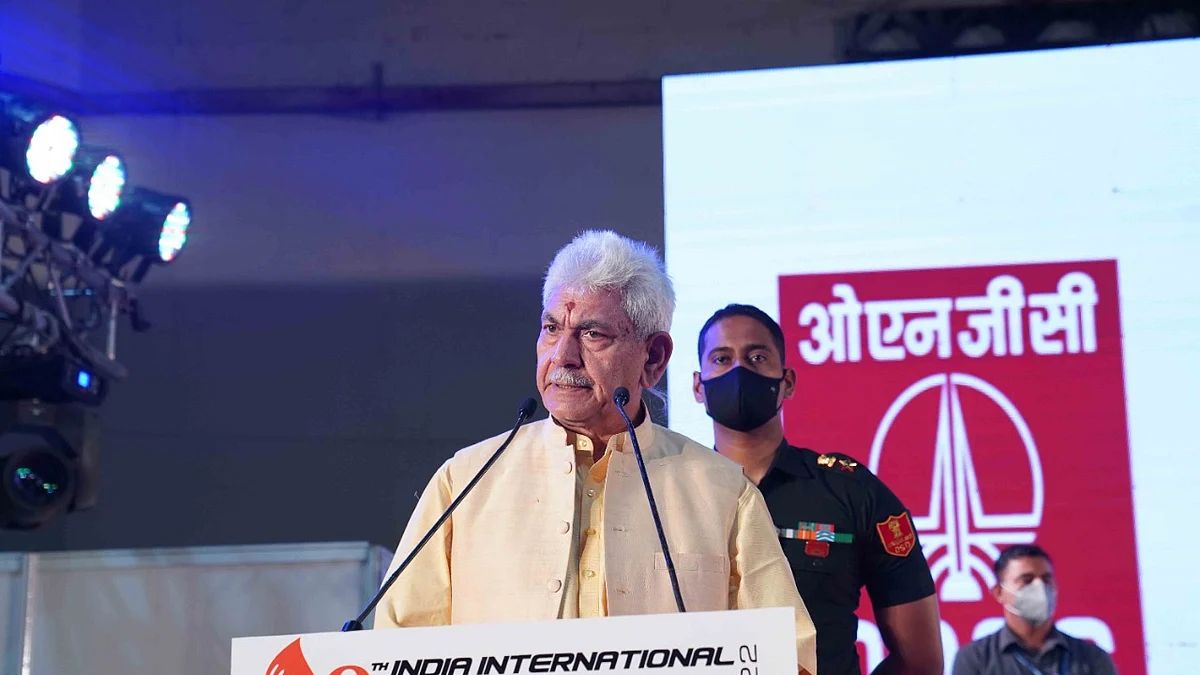 Lieutenant Governor Manoj Sinha speaking at the 8th International MSME Expo, Trade Fair & Summit 2022 at New Delhi on Thursday August 25, 2022.