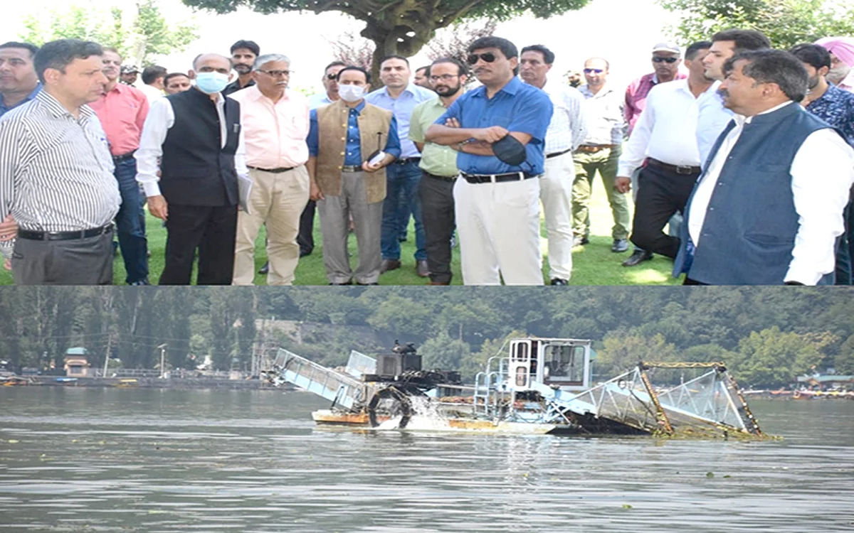 Chief Secretary inspects de-weeding operations in Dal Lake