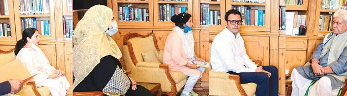 Similarly, Muneera Tantray, BJP Vice President, Minority, J&K also called on the Lt Governor and submitted a memorandum on behalf of the people of Kokernag, pertaining to promotion of medicinal and mushroom plantation there.