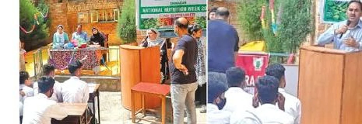 Dr Aasima Rafiq, Scientist (FST) sensitised the participants about how to take adequate and timely measures to eradicate hunger and malnourishment. She also demonstrated a color coded food pyramid to the young students.
