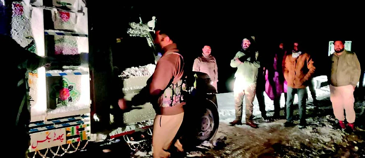 Dozens of vehicles stuck on snow-covered Mughal Road