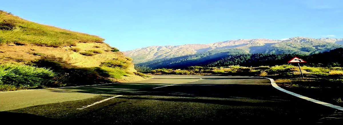 View of a BRO Road over Sadhana top, at an elevation of 10269 ft above the sea level, connecting Karnah Vallev with rest of the Valley.