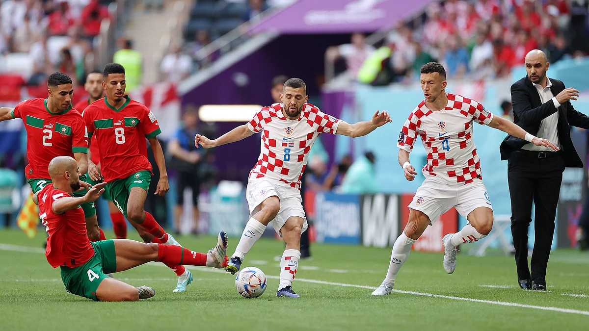 Croatia's Mateo Kovacic vies for the ball during the match against Morocco in the ongoing FIFA World Cup 2022, at Al Bayt Stadium, in Al Khor on Wednesday.