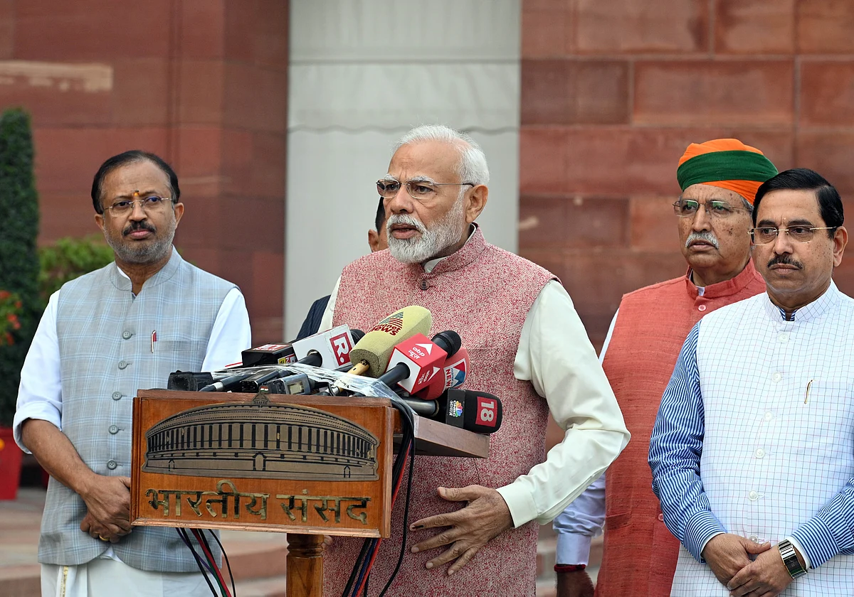 Prime Minister Narendra Modi addresses the media on the first day of the Winter Session of Parliament, in New Delhi on Wednesday.