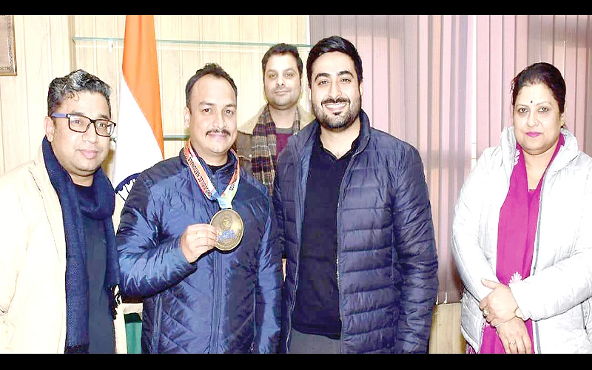 DIPR felicitates National Roller Skating Gold Medalist Gagan Jamwal