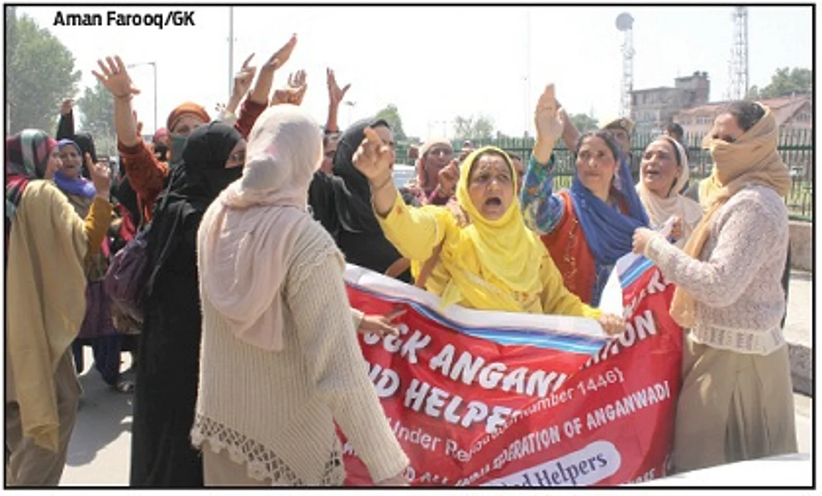 Anganwadi workers protest, seek redressal of demands