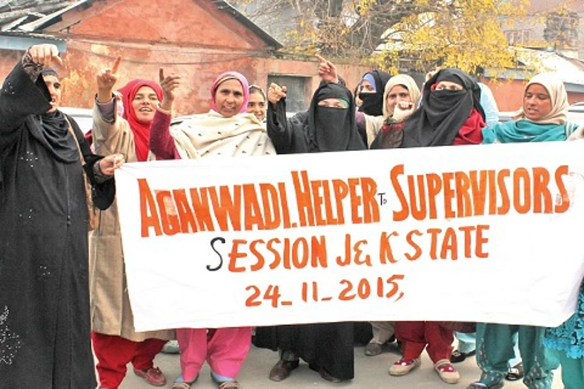 Anganwari workers for permanent jobs