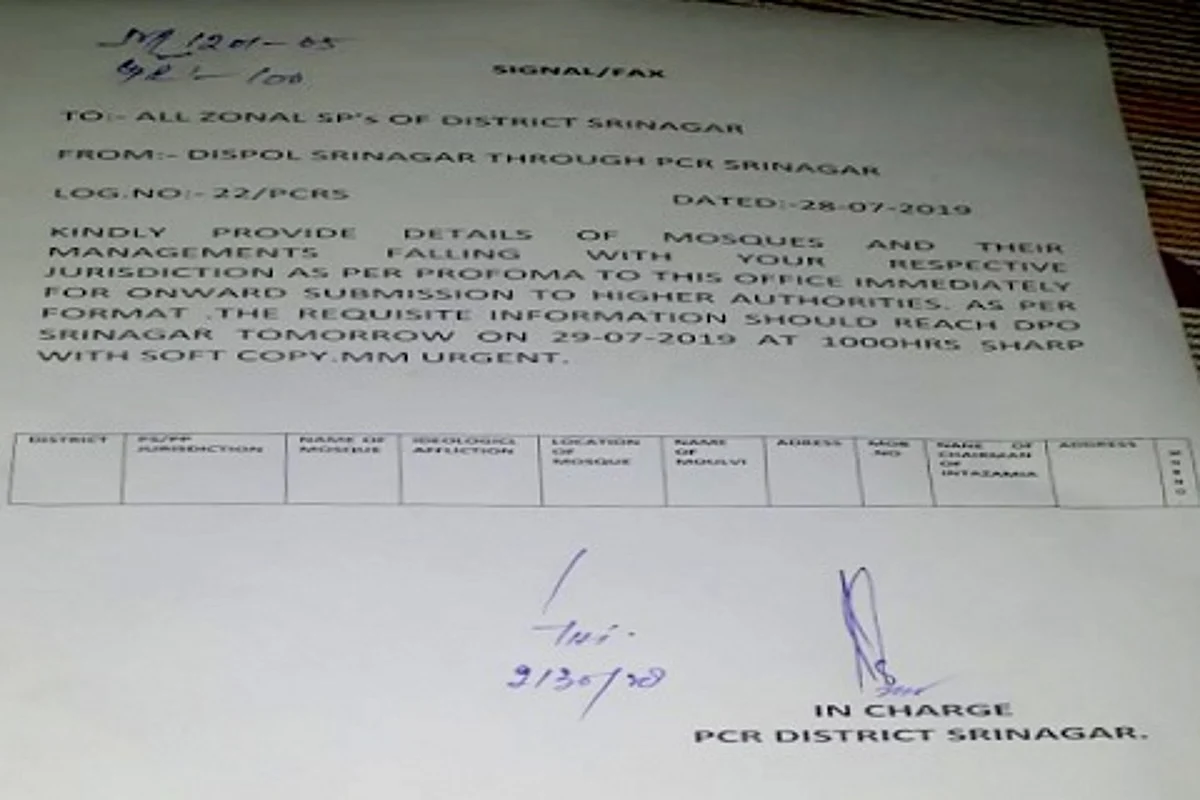 Zonal SPs asked to provide list of mosques in Srinagar