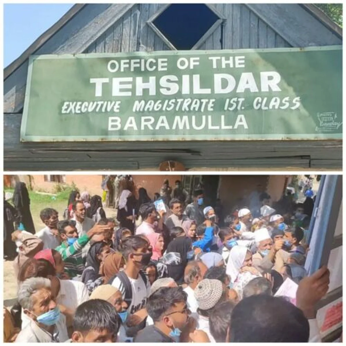 Social distancing goes for a toss as people jostle for income certificates