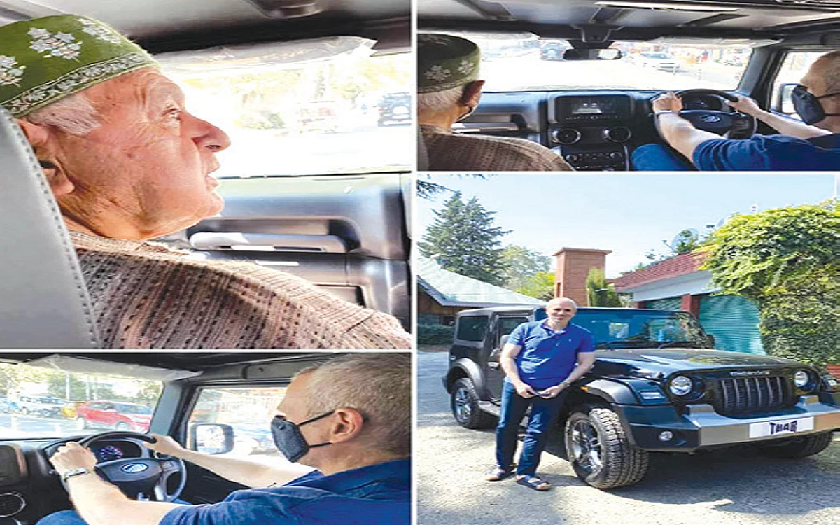 Omar Abdullah test drives Mahindra Thar