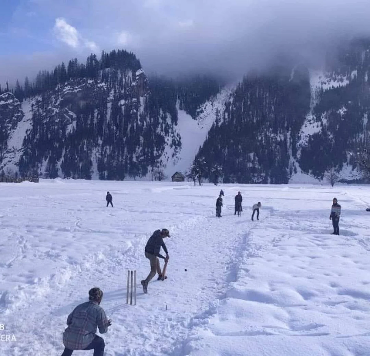 Cricket on a frozen track in Gurez. GK Photo