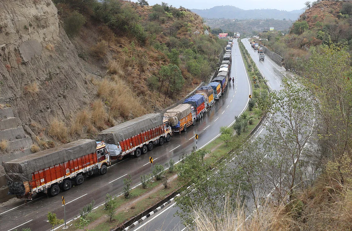 Helper killed after truck hit by shooting stone on Srinagar-Jammu highway in J&K’s Ramban