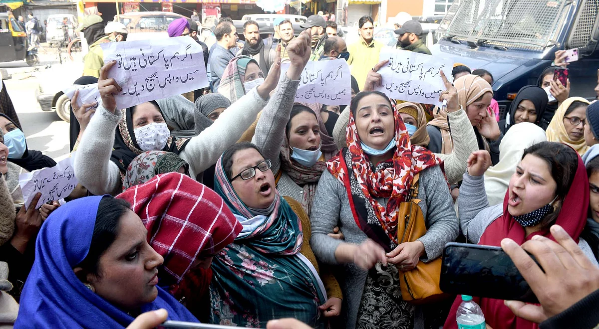 ‘Accept or deport us’: Pak wives of ex-Kashmiri militants hold protest march in Srinagar
