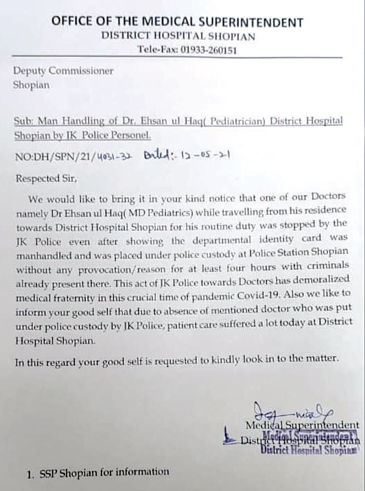 Medical Officer manhandled, detained in Shopian