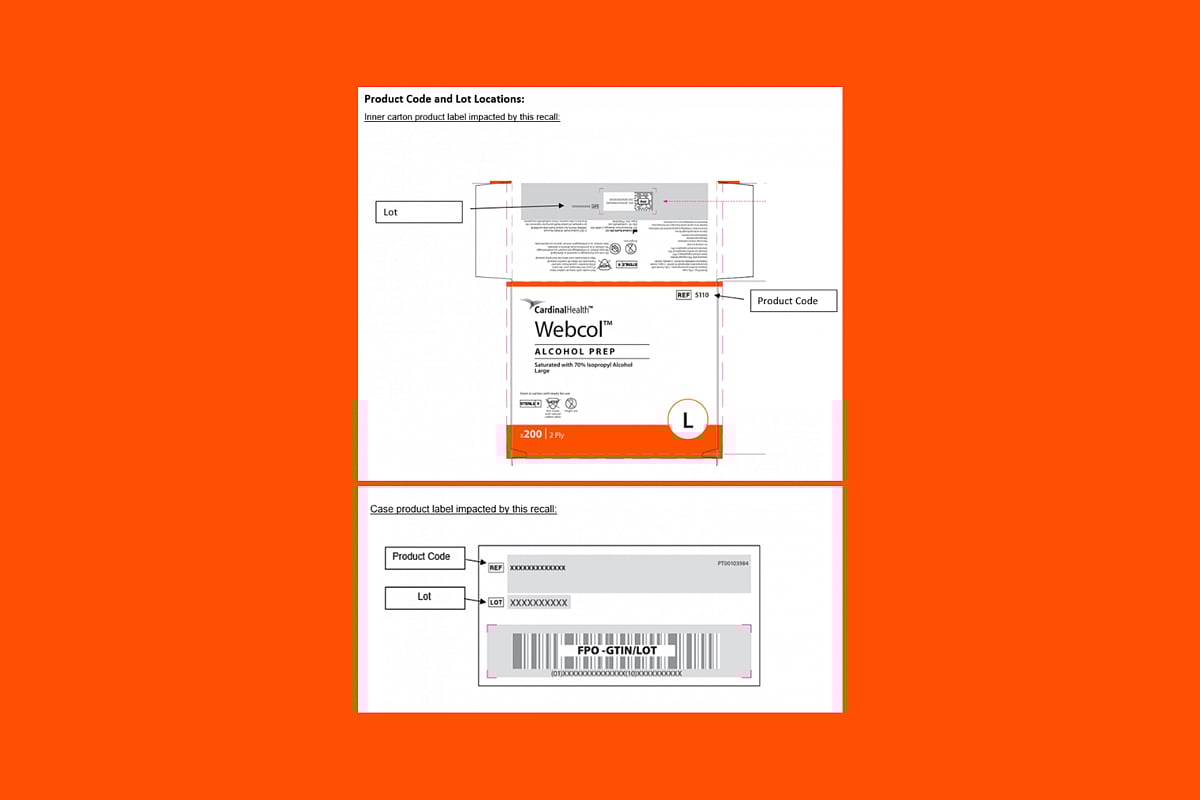 Alcohol Prep Pads Recalled Over Bacteria Risk, Cardinal Health Says
