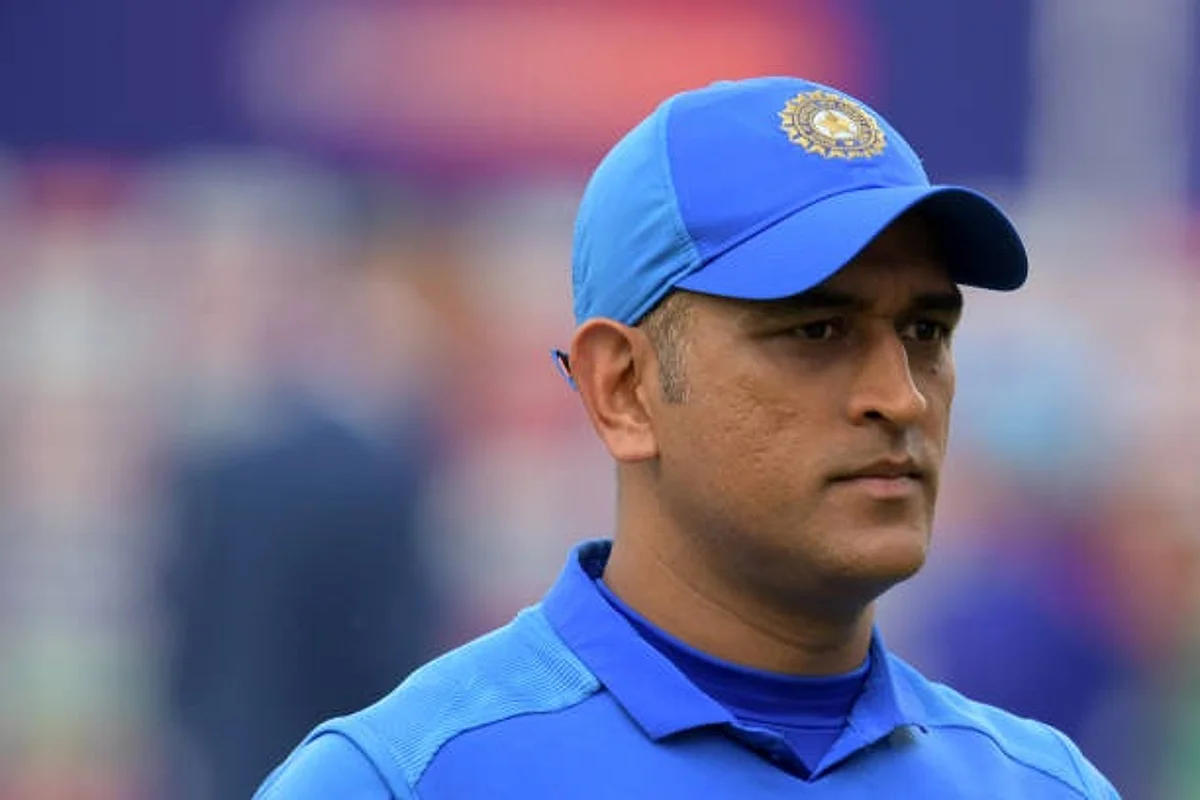 India's Mahendra Singh Dhoni reacts at the end of play during the 2019 Cricket World Cup first semi-final between New Zealand and India at Old Trafford in Manchester, northwest England, on July 10, 2019. - New Zealand beat India by 18 runs. (Photo by Dibyangshu Sarkar / AFP) / RESTRICTED TO EDITORIAL USE (Photo credit should read DIBYANGSHU SARKAR/AFP via Getty Images)