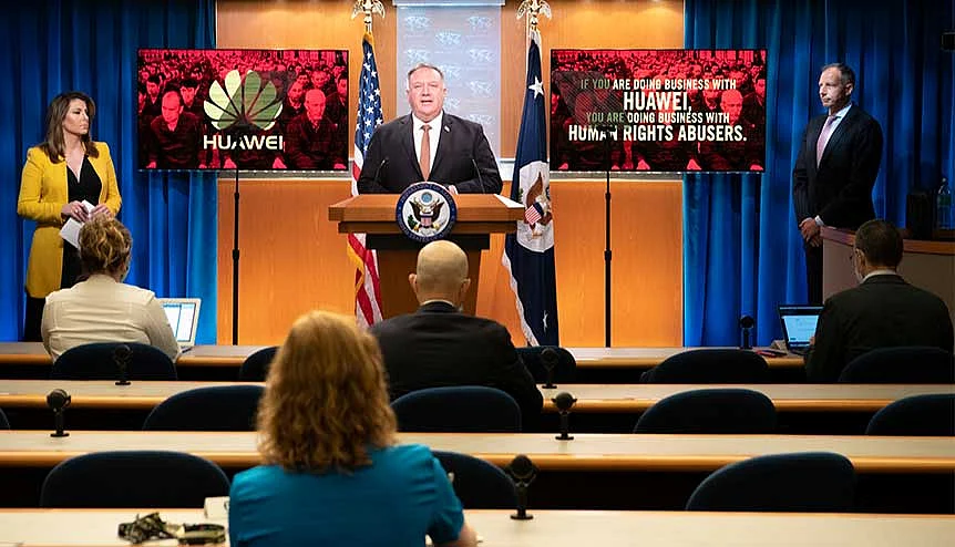 US Secretary of State Mike Pompeo took fresh aim at China, saying the United States would impose visa restrictions on Chinese firms like Huawei Technologies. The US action also affects Huawei products used in the UK's full fibre broadband networks