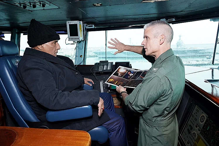 India's defence minister Rajnath Singh is briefed aboard the US Nimitz-class aircraft carrier USS Dwight D. Eisenhower. The Quad should be an opportunity for India to seek opportunities outside of the official coalition given that the geo-politics in the region are changing rapidly.