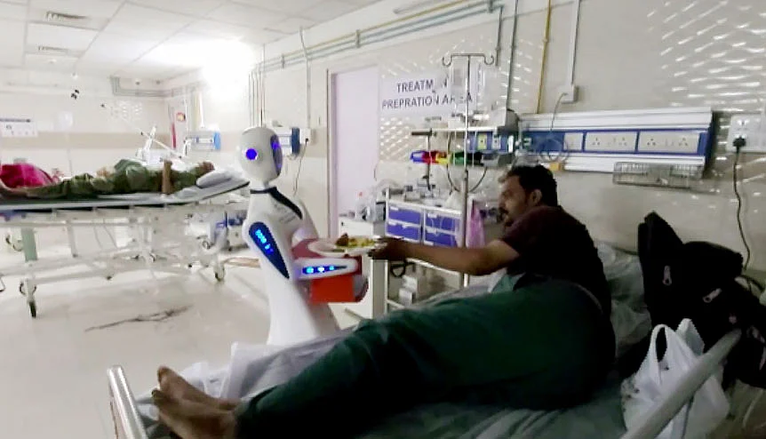 Covid-19 has accelerated the demand and speed for virtualisation of healthcare. Robots at Sir Sayajirao Gaekwad (SSG) Hospital are deployed to serve food and medicine to Covid-19 patients to mitigate the risk of infection to the hospital staff.