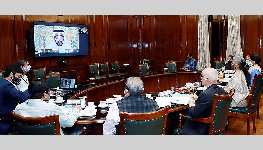 Union Minister for Finance and Corporate Affairs, Nirmala Sitharaman addresses the Virtual Global Investor Roundtable and interacts with the leading investors from across the globe. India needs massive investments from foreign funds for its ambitious disinvestment programme.