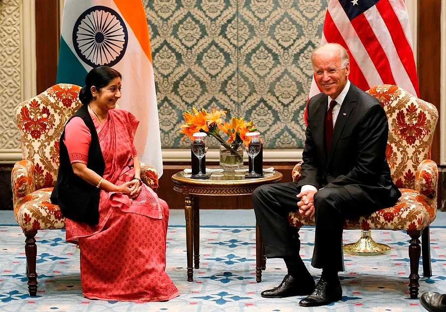 New Delhi July 23, 2013 during the former's visit to India. Biden was a valuable supporter for the India-US partnership under the Barack Obama administration.