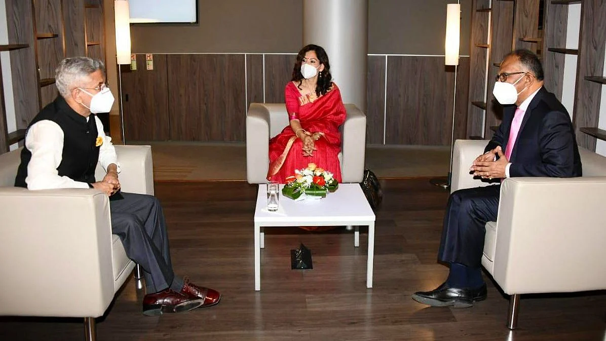 External Affairs Minister S Jaishankar with Mauritius minister Alan Ganoo during his visit to Mauritius. India will provide a Dornier maritime surveillance aircraft and a Dhruv helicopter to enhance Mauritius’s maritime monitoring capabilities.