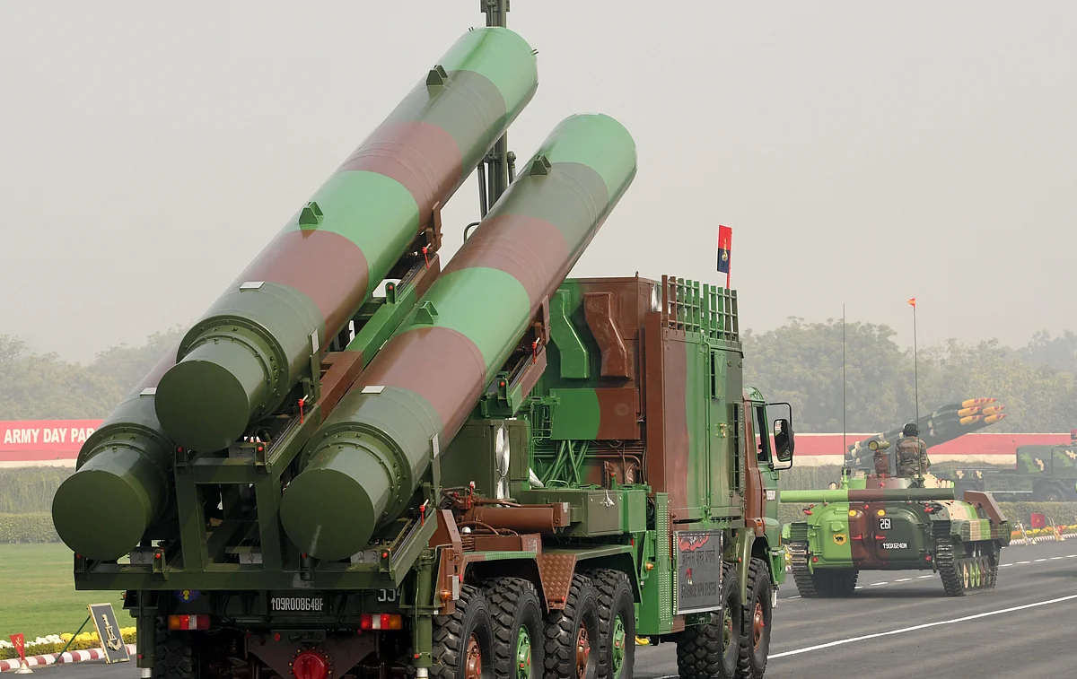 The Indian army’s Brahmos missile system on display. New Delhi has started gaining traction on its defence list which puts it at 24th on the global list of exporters.