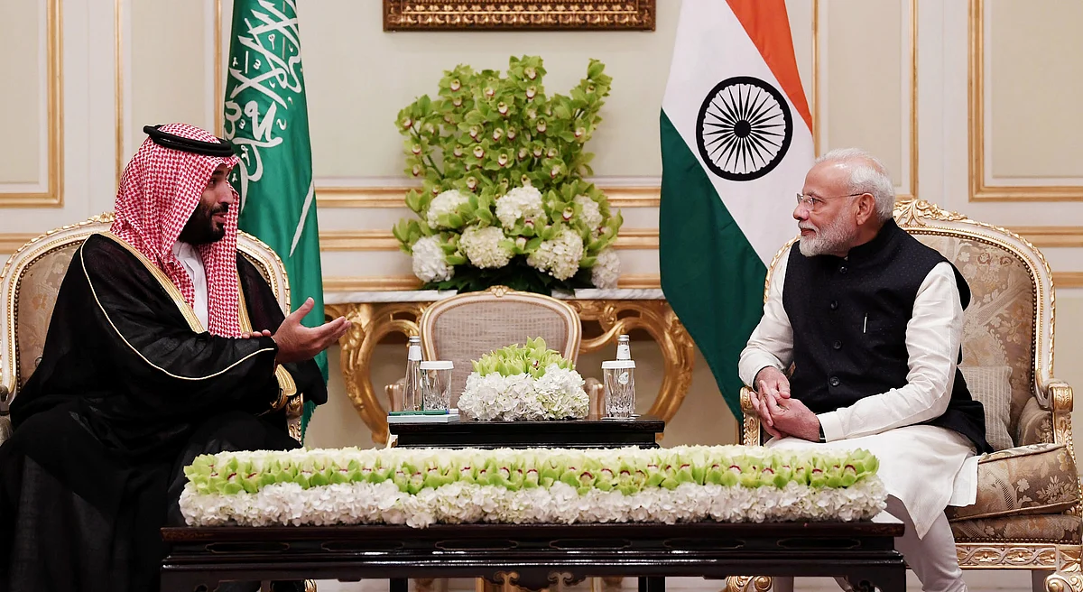 Indian prime minister Narendra Modi with Saudi Arabian Crown Prince Mohammed Bin Salman. The two countries have embarked on a course of strategic collaboration and solidifying ties.