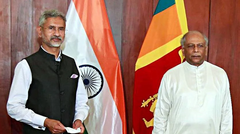 Indian external afairs Minister Dr. S Jaishankar with his Sri Lankan counterpart Dinesh Gunawardena. India has teamed up with Japan to provide infrastuructural support to Colombo.