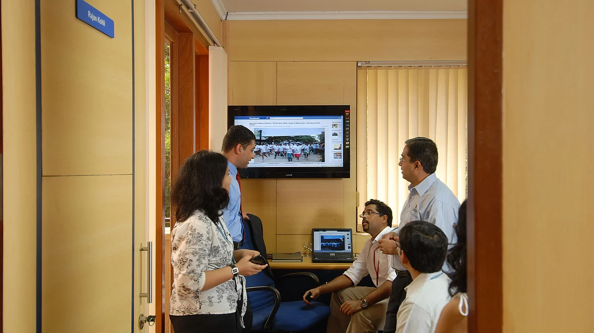 Inside the offices of Wipro in Bangalore. The impact on Indian IT service companies from the recent surge of Covid-19 cases will be limited as revenue from India contributes only 4 to 5 percent of the total revenue of these companies.