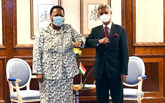 External Affairs Minister Dr. S. Jaishankar meets up with FM Dr. Naledi Pandor of South Africa. Jaishankar listed out four domains that should become the focus of India-Africa collaborative activities: Public health, digital delivery, skilling and capacity building, and green economy.