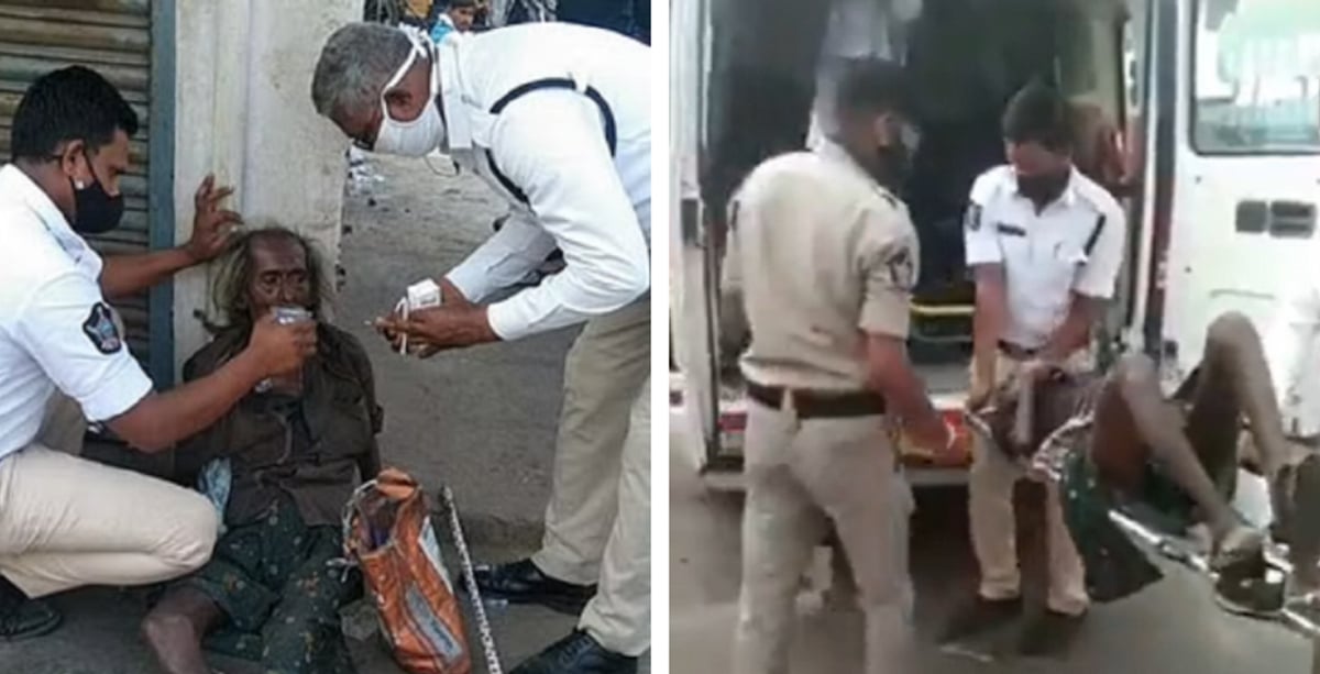 பசியால் சாலையில் தவித்த முதியவர் - தக்க நேரத்தில் உயிரைக் காப்பாற்றிய டிராஃபிக் போலிஸார்!