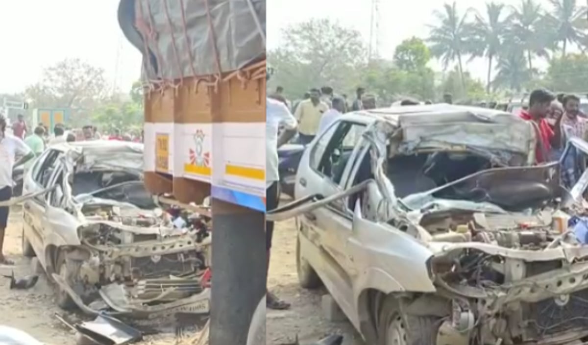 அதிவேகமாக வந்து அப்பளமாக நொறுங்கிய கார்; பள்ளி மாணவன் பலி; இருவர் கவலைக்கிடம்; பல்லடத்தில் பரபரப்பு!