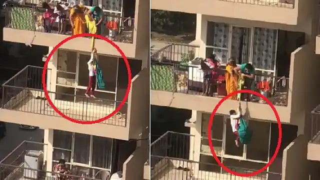 10வது மாடியில் மகனை தொங்கவிட்ட தாய் - பதறவைக்கும் காட்சி - நடந்தது என்ன?