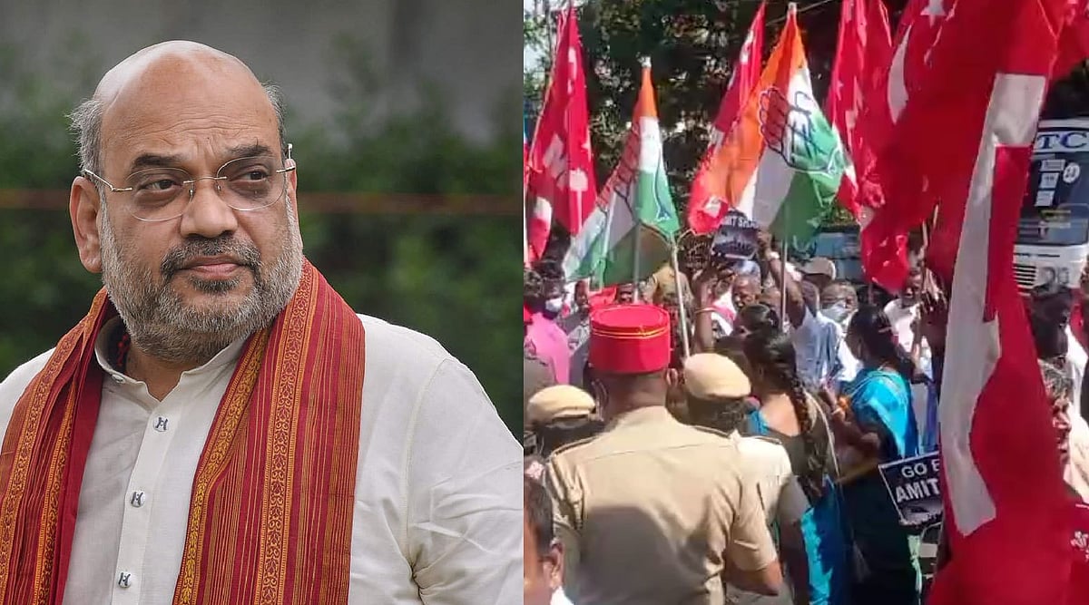 ‘அமித்ஷாவே திரும்பிப் போ’.. புதுச்சேரியில் ஒன்றிய அமைச்சருக்கு எதிராக எதிர்க்கட்சிகள் போராட்டம் !