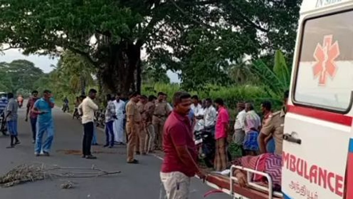 திடீரென குறுக்கே வந்த மாடு. நிலைதடுமாறி விழுந்த வாகனம்: மகன் கண்முன்னே தாய்க்கு நேர்ந்த கொடூரம்!