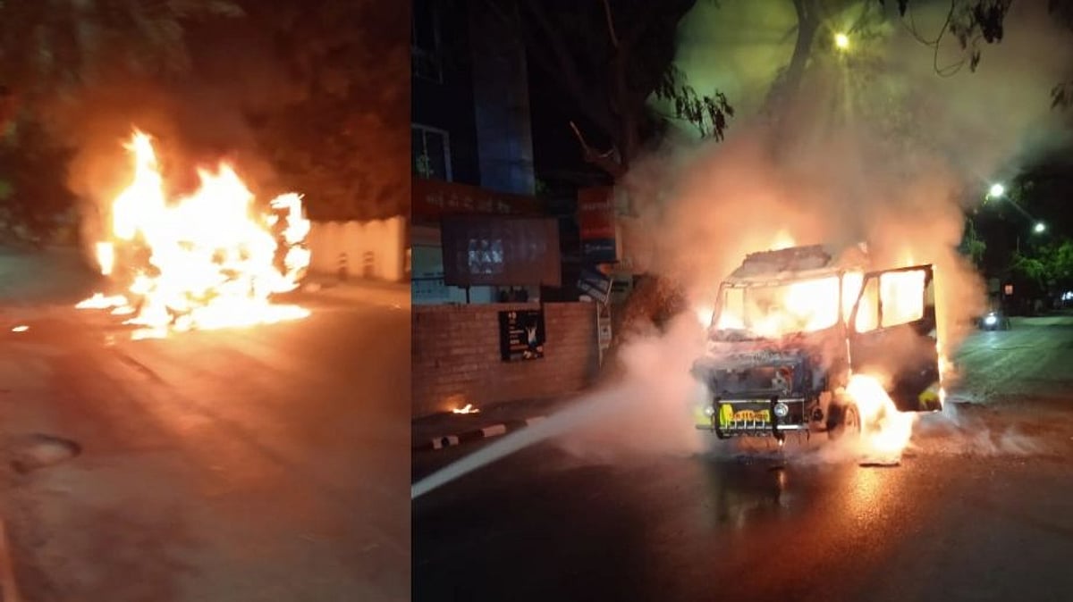 நோயாளியுடன் சென்ற தனியார் ஆம்புலன்ஸ் தீப்பிடித்து எரிந்து நாசம்: ஓட்டுநரின் செயலால் உயிரிழப்பு தவிர்ப்பு!